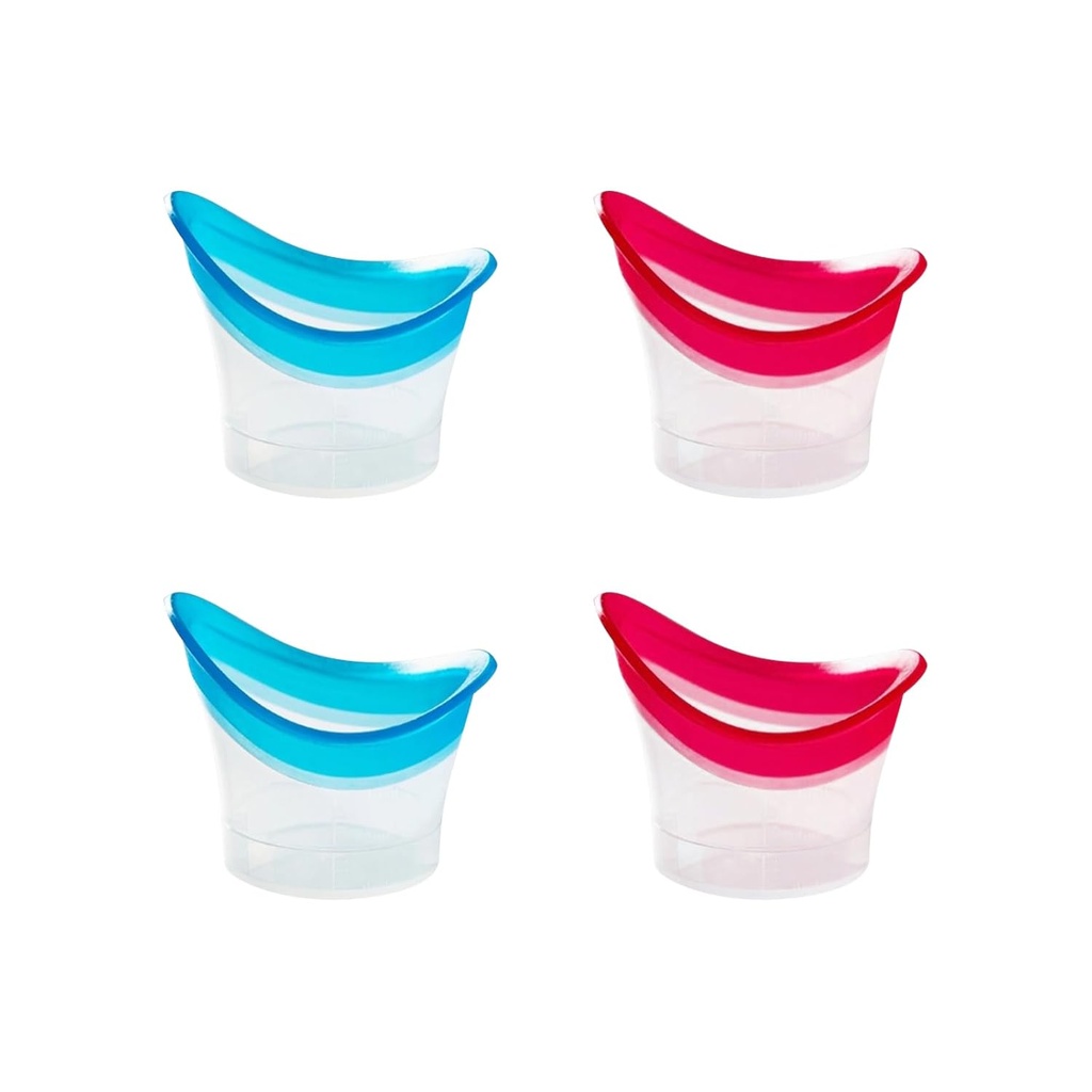 BRBASAP Eye Wash Cup 4Pack Eye Wash Kit Badkit Silicone Eyelash Lid Care for Moe Dry Eyes Effective Eye Cleaner Solution with Storage Container Soothing Tired Eyes (Blue and Pink)