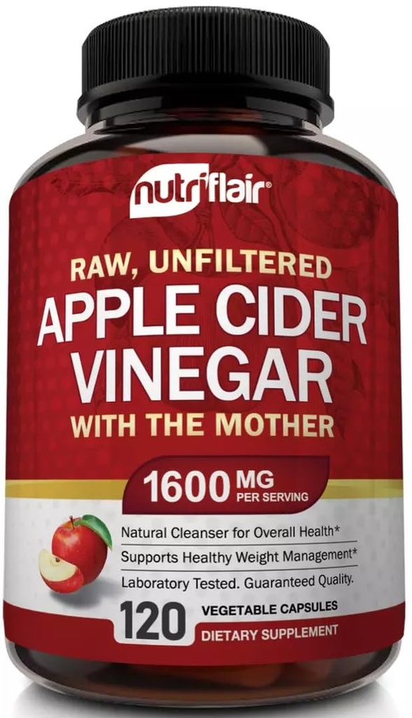 Capsules de vinaigre de cidre de pomme avec la mère - 120 pilules de vinaigre de cidre de pomme - Meilleur supplément pour la perte de poids saine, Diet, Keto, Digestion, Detox, Immune - Powerful Cleanser & Appetite Suppressant non-OGM