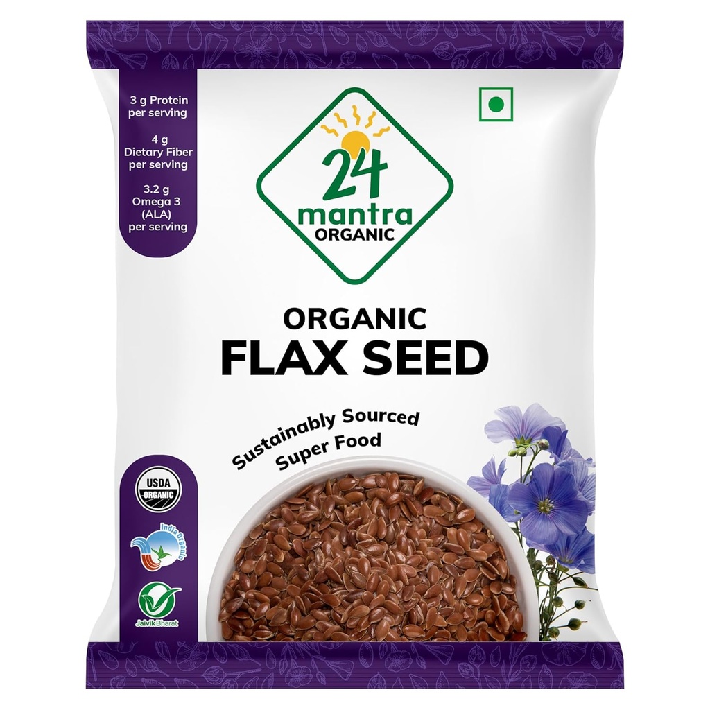 24 Mantra Biologische Vlas Zaden USDA Gecertificeerd Biologische EU Gecertificeerd Biologische Pesticiden Gratis Overspel Gratis Natriumvrij - Verpakking van 1 Ounce