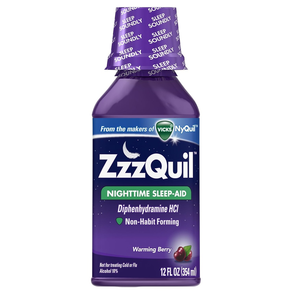 ZzzQuil Nachtslaap-Aid Liquid Warming Berry Flavor 12 Fl Oz