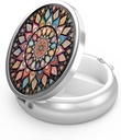 Pill Box 3 Compartiment Kleine pil Case,Portable voor Pocket of Purse pil Organizer Pillencontainer houder om vitamines te houden, Medicatie, Visolie en supplementen(Colorful Mandala)