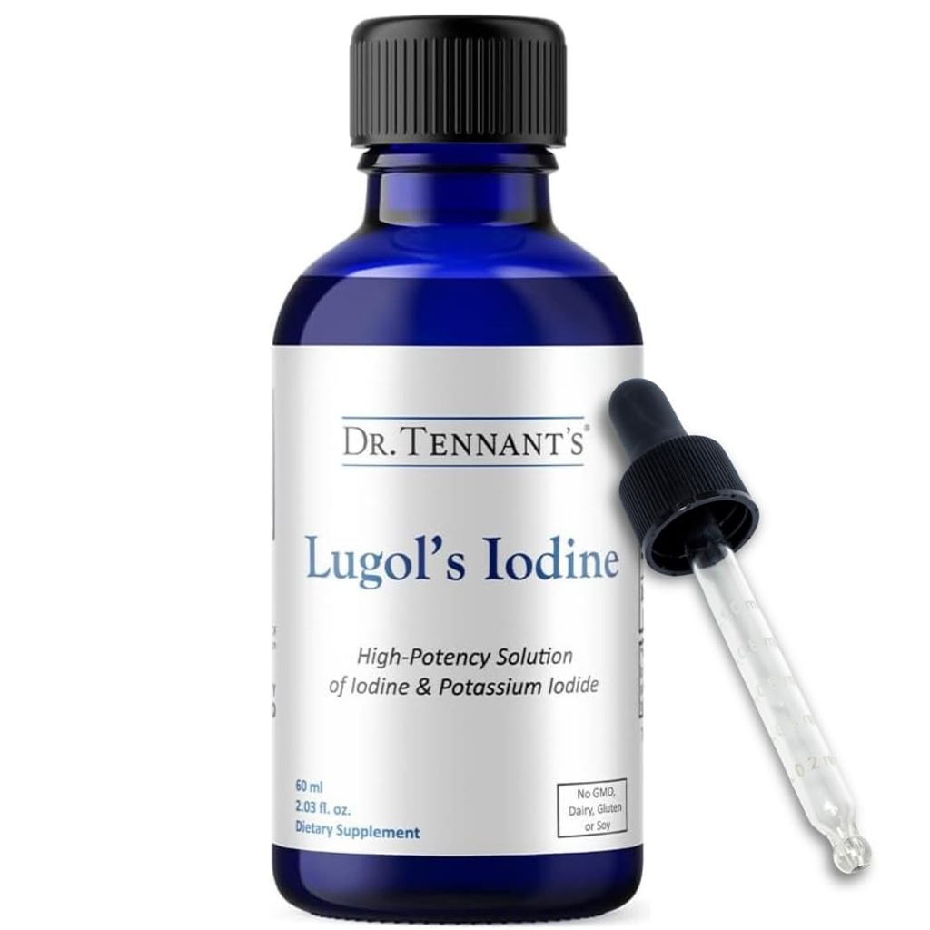 Dr. Tennant's Liquid Iodine Drops 2 Fl Oz De oplossing van Lugol met kaliumiodide helpt schildklierfunctie, hormonale balans en immuungezondheid