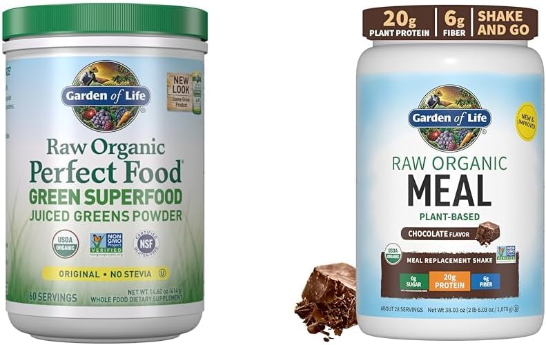 Garden of Life Super Greens Powder Smoothie & Mix, Probiotics & Digestive Enzymes & Raw Organic Meal Replacement Shakes - Chocolate Plant Based Vegan Protein Powder