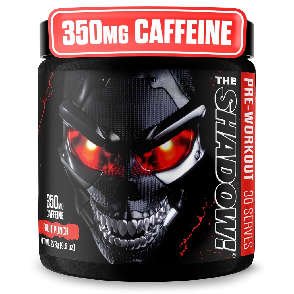 JNX SPORTS The Shadow! High Stim Preworkout | 350mg of Caffeine | Fruit Punch 30 Servings | Electric Energy, Mental Focus & Superhuman Strength for Men & Women