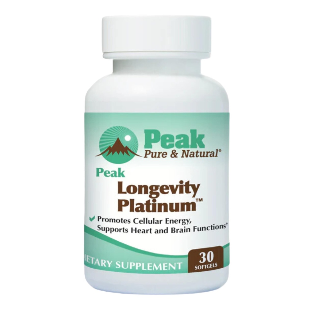 Peak Longevity Platinum PQQ Supplement met Co-enzym Q10 - Pyrrolochinoline Quinon met Ubichinol CoQ10 en Shilajit - Mitochondrial Supplement voor natuurlijke energie en gezonde veroudering (30 Softgels)