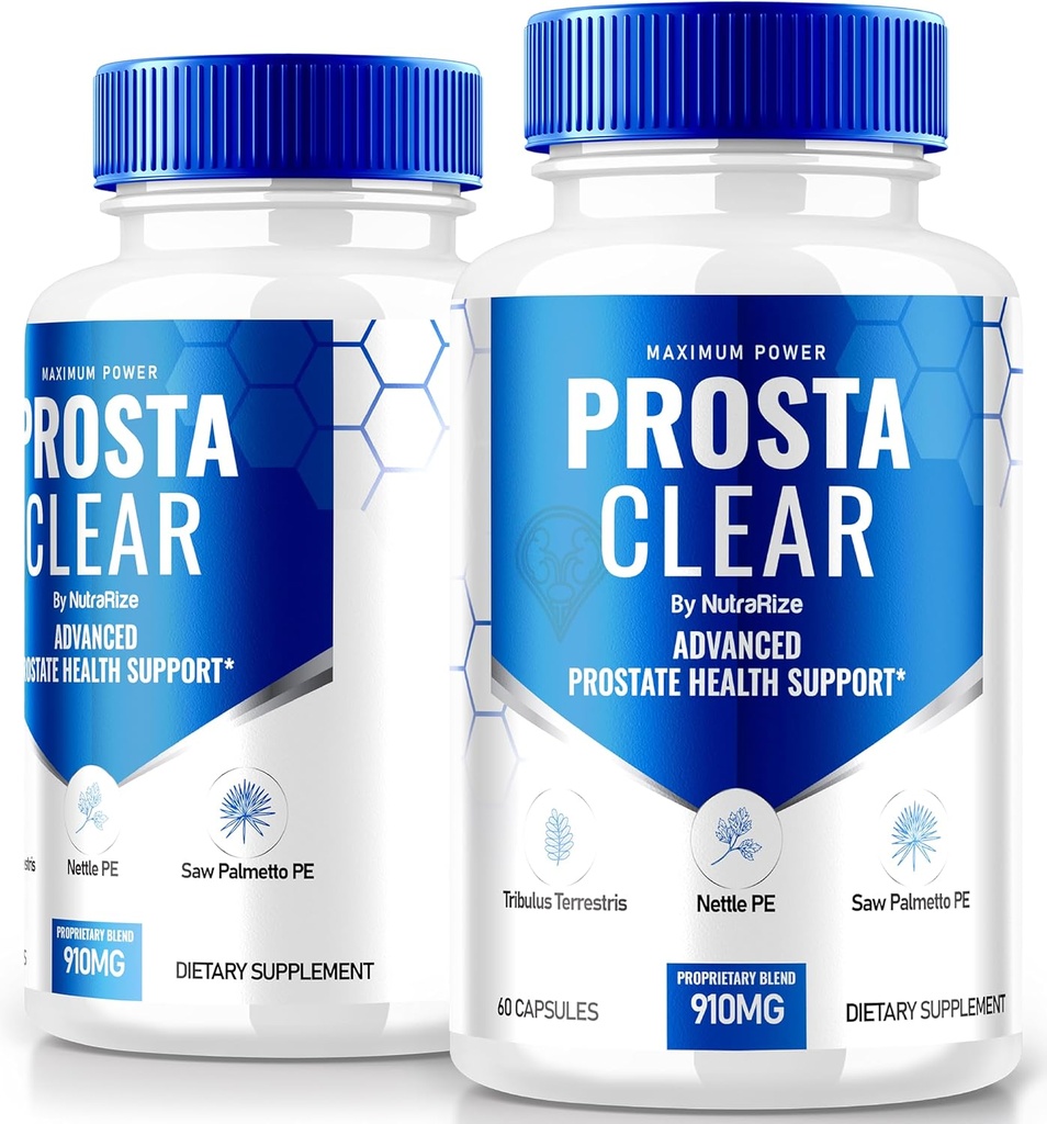 NutraRize (2 Pack) Prosta Clear - Premium Supplement to Support Prostate Heath, All Natural Capsules to Regain Control & voor algemene gezondheid, ProstaClear Pillen Reviews (120 Capsules)