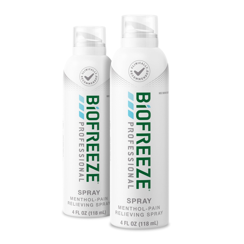Biofreeze Professional Strength Pain Relief Aerosol Spray, Artritis Pain Reliever, Knie & Lower Back Pain Relief, Sore Muscle Relief, FSA In aanmerking komende, 2 Pack (4 FL OZ Biofreeze Menthol Spray)