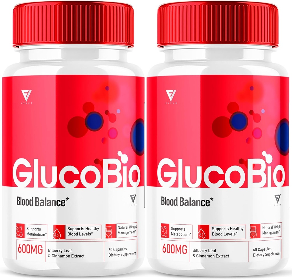 (2 Pack) GlucoBio Health Capsules Gluco Bio Pillen, Gluco Bio Natural Vitamine Overall Health and Wellness Glycogen Support Supplement, BioGluco Capsules (120 Capsules)