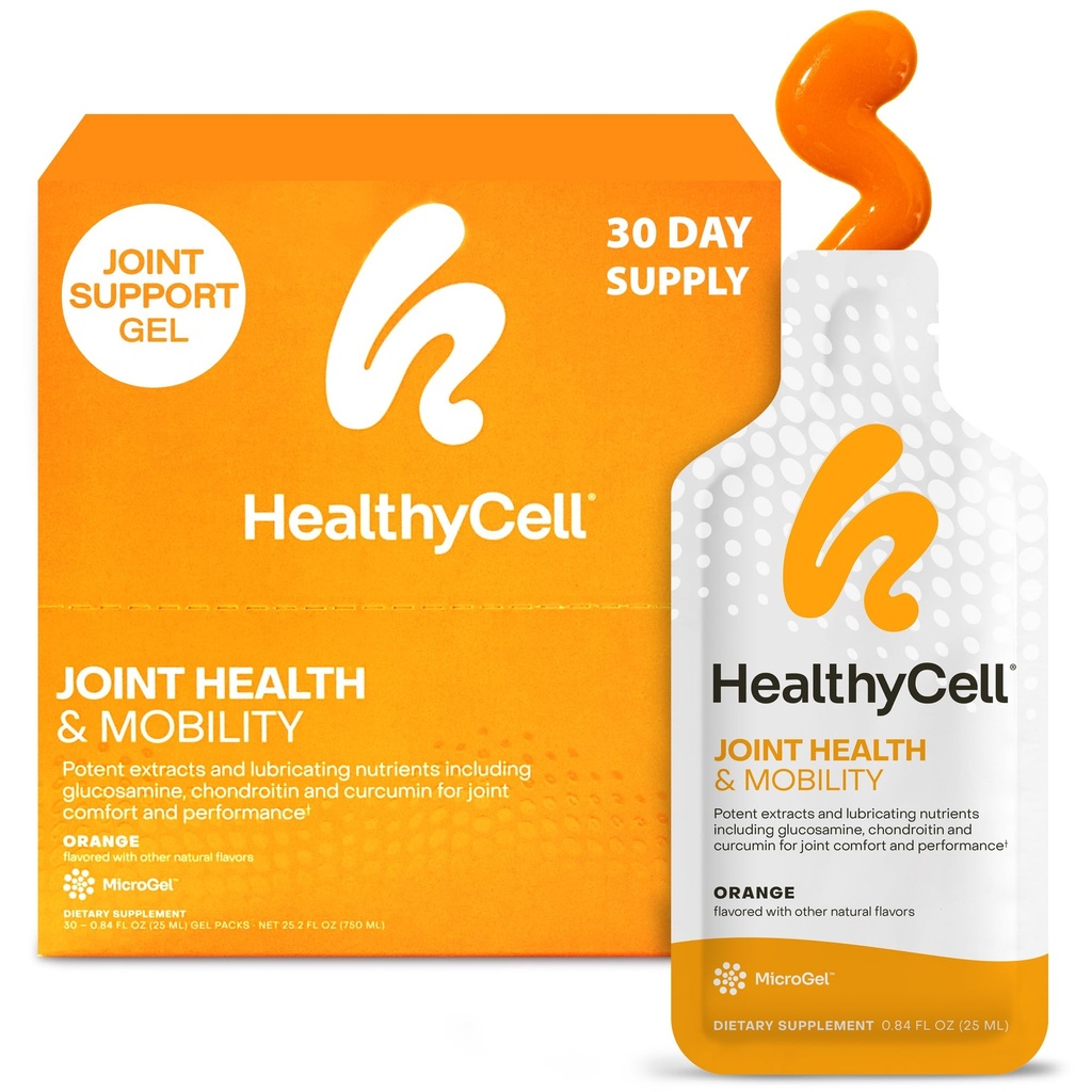 Supplément liquide quotidien pour la santé et la mobilité des cellules saines - Supplément de soutien mixte, réponse à l'inflammation, cartilage et flexibilité avec Curcumine, Glucosamine et Chondritine - 30 Gel Packs