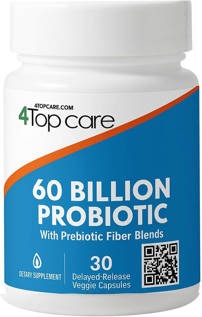 Probiotica 60 miljard CFU - 10 strains + Organic Prebiotics - Immune, Digestief & Gut Health - Ondersteunt Occasional Constipatie, diarree, gas & Bloating - voor vrouwen & mannen (30 telling)