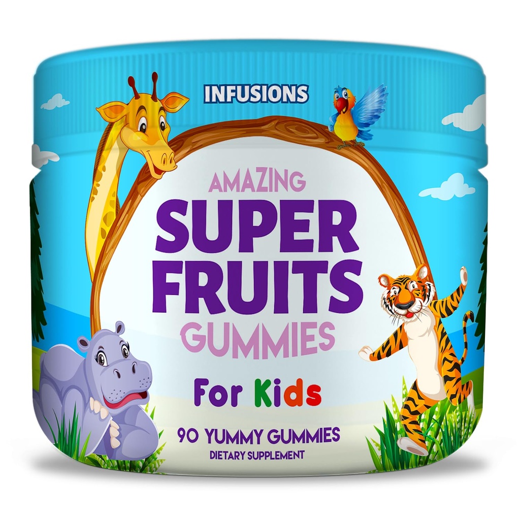 Infusies Super Fruit Gummies voor kinderen 90 Tel Antioxidant Blend Zachte en Heerlijke Vegan Vriendelijke Gluten Gratis Non-GMO