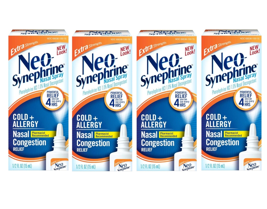Neo-Synefrine neusspray , extra sterkte formule, 0,50 Ounces elk (waarde verpakking van 4)
