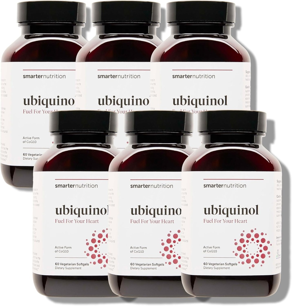 SMARTERNUTRITION Ubichinol 100mg + Natural Plant Based Complete Omega 3 6 9 - Klinisch bestudeerde Ahiflower® Oil - Ultra Absorptie CoQ10 voor Hartondersteuning - Non-GMO - 360 Softgels[180-Day Supply]