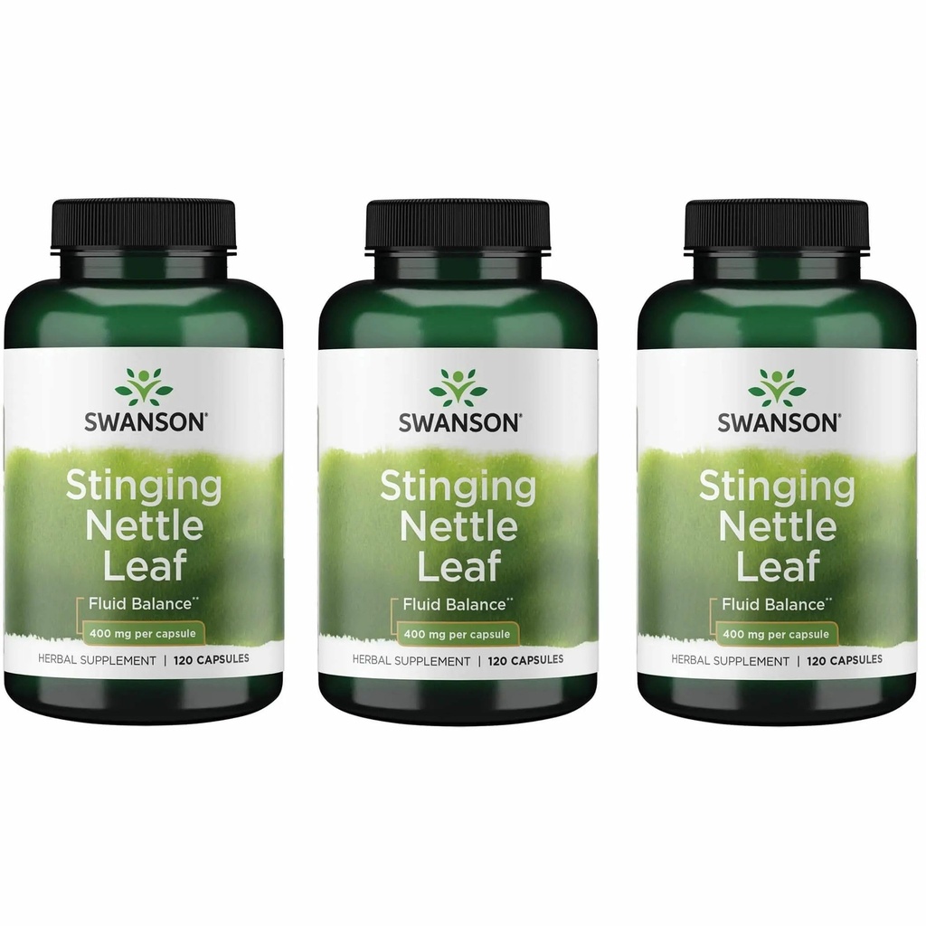 Swanson Stingling Nettle Leaf (Urtica Dioica) - Herbal Supplement Promoting Urinary Tract & Respiratory Health Support - May Support Health Fluid Balance - (120 Capsules) (3 Pack)