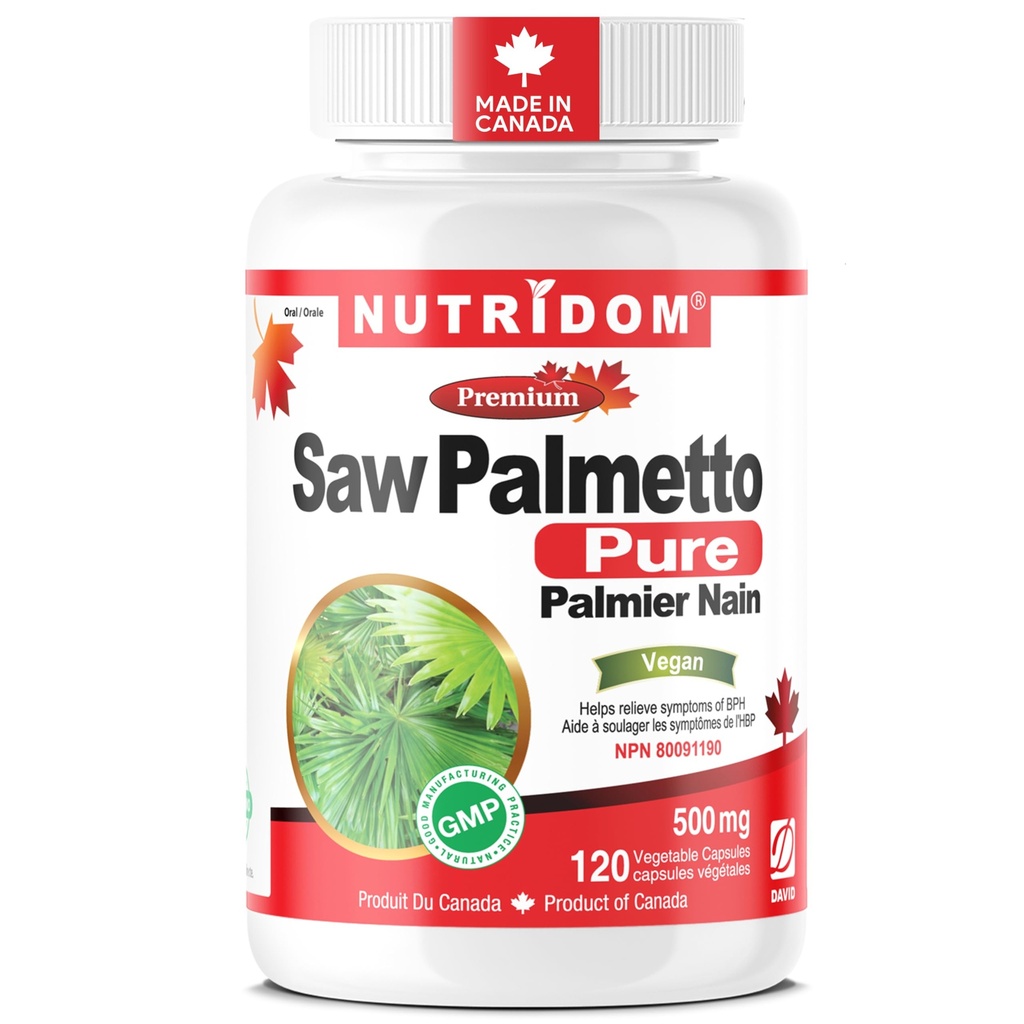 Nutridom Saw Palmetto 500mg, Non-GMO, Veganistisch, Glutenvrij, Sojavrij en Zuivelvrij (120 Tel.)