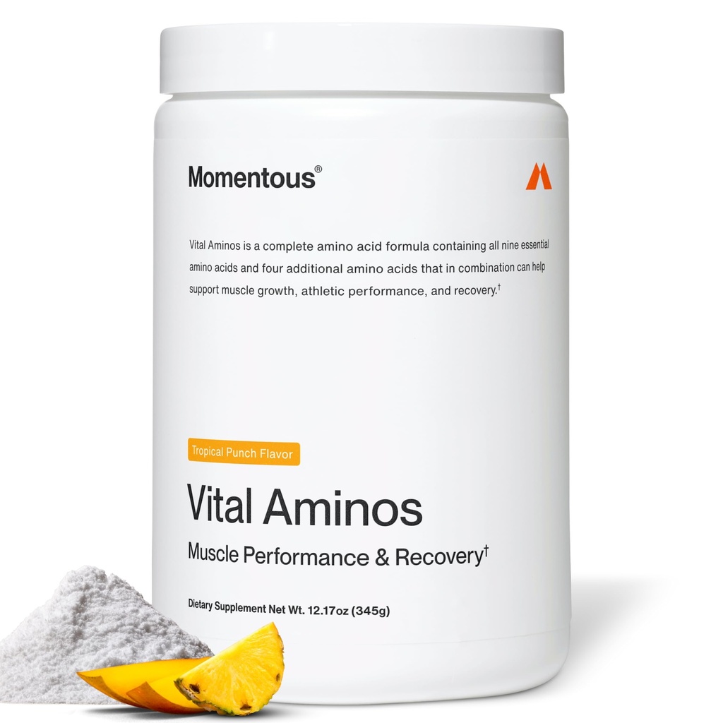 Supplément en poudre pour aminos vitaux - BCAA & EAA - Tropical Punch - NSF Certified for Sport - GMO- & Gluten-Free - 30 portions - Package May Vary