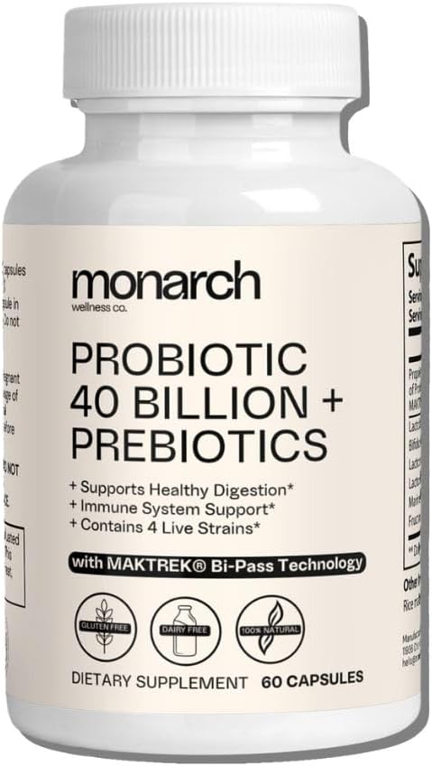 Probiotic 40 Miljard + Prebiotica: 4 Diverse Strains - Digestieve & Gut Health (60 Capsules) - Probiotica voor vrouwen & Mannen - Natuurlijke 