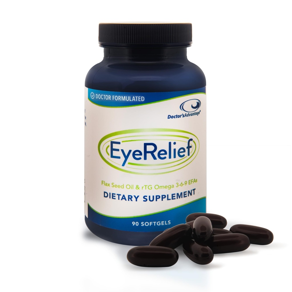 Docteur Avantage Supplément de Relief pour les yeux - 90 Softgels, 1-Mois d'approvisionnement - Huile de poisson de Triglycéride Omega 3 naturelle pour le soutien du Gland rétinien