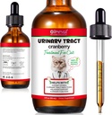 Tract urinaire pour chats, gouttes d'urine de chat naturel - Supports Bladder, Rein Stone & Dog UTI Relief, Cranberry Rein Bladder gouttes, supplément à base de plantes pour chats, saveur de poulet - 60 ml / 2,02oz