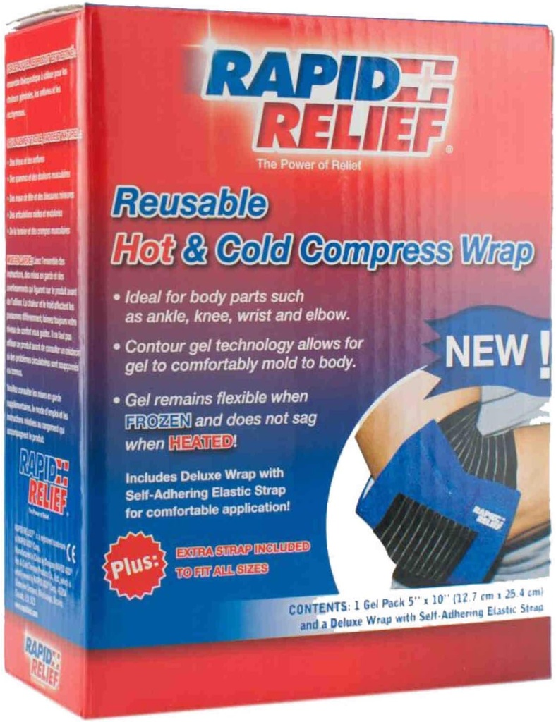 Rapid Relief Deluxe Herbruikbare warme en koude kompressen - kleine flexibele Ice Pack Hot Cold Therapie Pack voor Elleboog, knie & gezamenlijke pijn met verstelbare band, Freeze of Magnetron