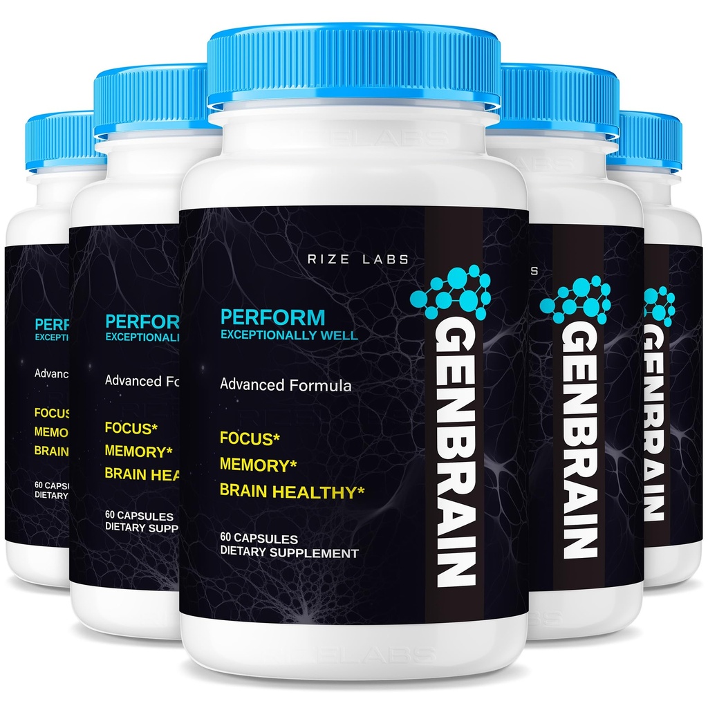 GenBrain Memory Supplement, Extra Strength Brain Support Capsules, Advanced Memory Complex, Pure All-Natural Pills - Pack of 5(300 Capsules)
