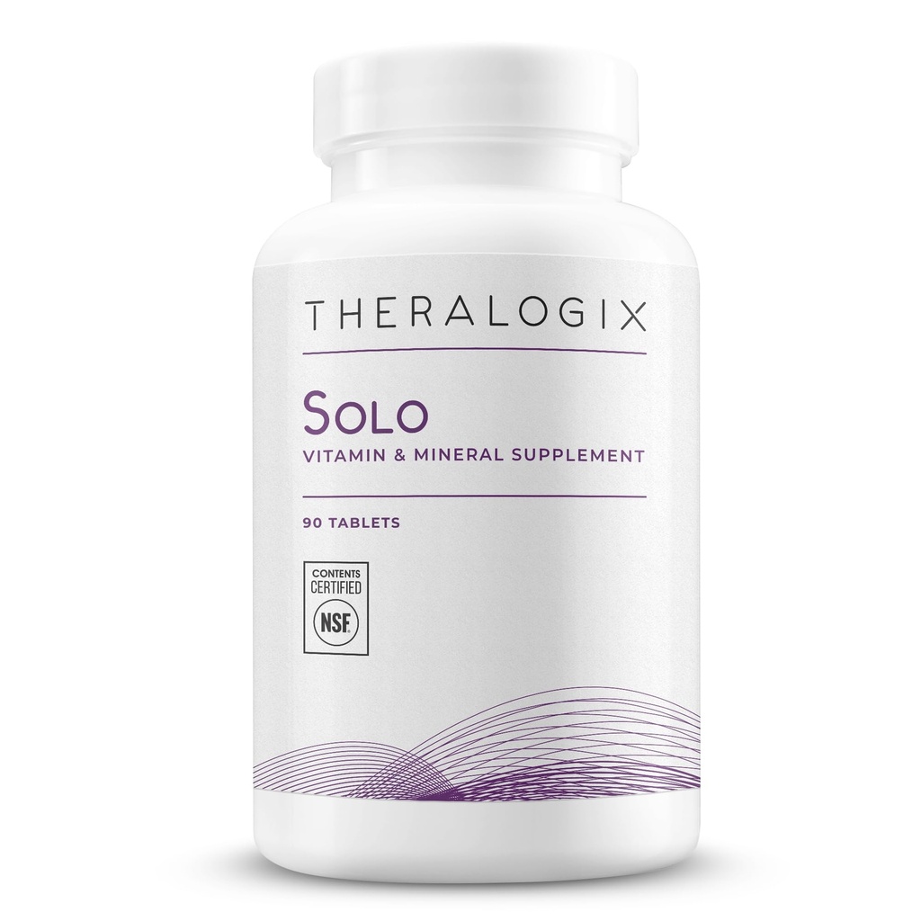 Theragix Solo Multivitamine & Multimineral Supplement zonder ijzer - 90-dagen supply - Iron-Free Multivitamine - Ondersteuning voor vrouwen en mannen - Vitamine D3, Vitamine C & B Vitaminen - NSF gecertificeerd - 90 tabletten