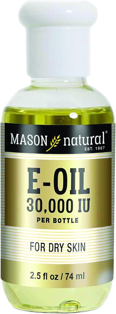 MASON NATUURLIJKE Vitamine E olie, 30000 iu, Geschikt voor vegetariërs, Gebruik Topisch om te helpen vochtinbrengen Dull, droge huid of nemen als dieetsupplement voor antioxidanten en anti-aging voordelen, 2,5 Fl Oz