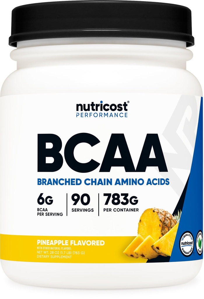 Nutricost BCAA Powder (Pineapple, 90 Servings) Optimale 2:1:1 ratio
