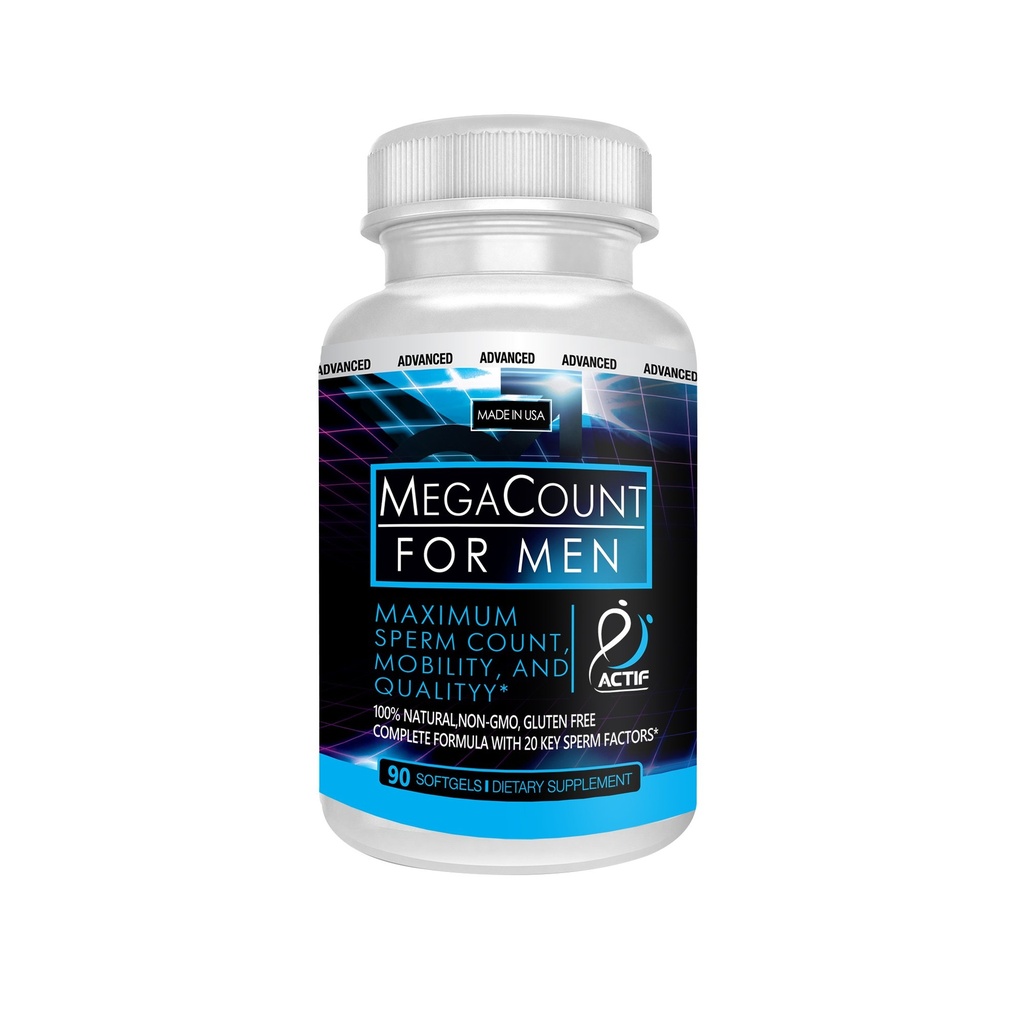 ACTIF MegaCount voor mannen - Maximale Vruchtbaarheid Ondersteuning en Sperma Count Booster, klinisch bewezen te verbeteren Sperma Telling en Motiliteit - Niet GMO, Made in USA, 90 Tellen