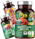 Number One Nutrition N1N Premium Superfood Greens [28 Krachtige ingrediënten] en Super Fruit & Veggies Supplement [40 Whole Foods] - Complete Superfood Bundle, 2 Pack