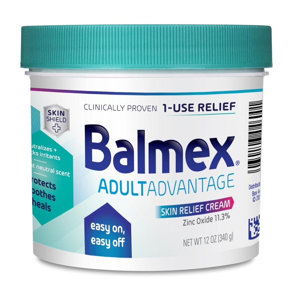 Balmex Adult Rash Relief Barrier Cream voor Incontinence Care, Easy-On, Easy-Off, 12oz