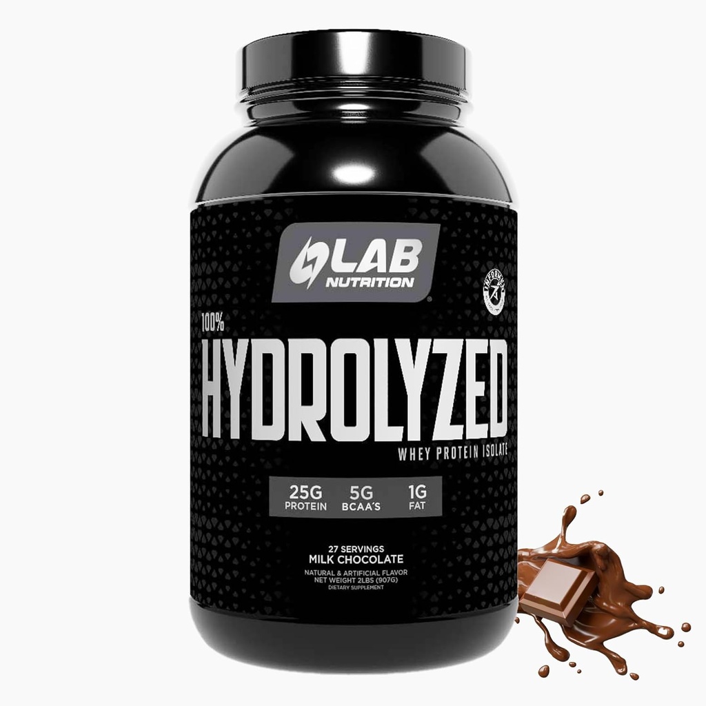 100% Gehydrolyseerde Wei Proteïne Isolaat (2 Ponden, Chocoladesmaak) 25gr aan proteïne, Build Muscle, Lean Muscle Growth, Easy Digestie, Glutenvrij, Lactosevrij, Fast Absorbing.