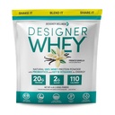 Designer Wellness, Designer Whey, Natural When Protein Powder with Probiotics, Fibre, and Key B-Vitamines for Energy, sans gluten, Vanille française, 4 lb