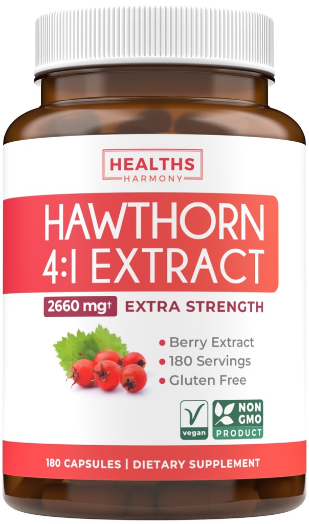 Super Krachtige Hawthorn Berry Extract Capsules - Hawthorn Berry Supplement Gemaakt van extra kracht concentreren ter ondersteuning van hart en spijsvertering gezondheid - Vegan Non-GMO & Glutenvrij (6 maanden levering)