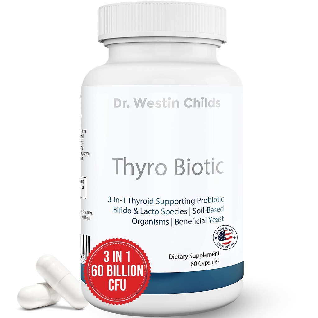 Dr. Westin Childs Thyro Biotic.Probiotique pour les femmes - Soutien Thyroïde, Digestive Health & Hormones. Saccharomyces boulardii, Bacillus coagulans, lactobacillus & bifido 60 Million CFU.