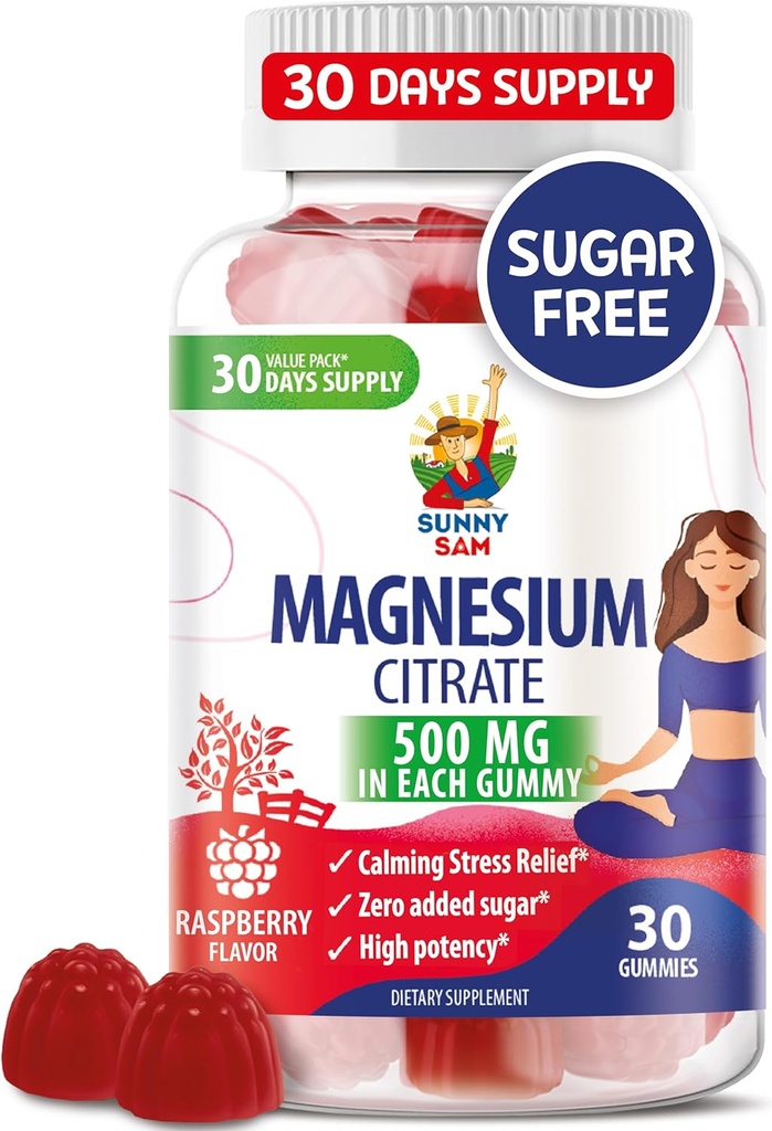 Magnesium Gummies for Kids & Adults - 500mg - Kalm Magnesium Kauwen - Magnesium Citrate Kauwbare Supplement voor Mood & Muscle Support