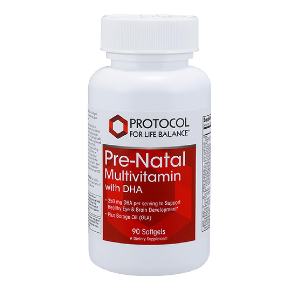 Protocol Pre-Natal Multivitamine met DHA - 250 mg DHA - voor zwangerschap en borstvoeding ondersteuning* - met DHA, Calcium, Koper, B12 & Vitamine C - Halal & Dairy Free - 90 Softgels