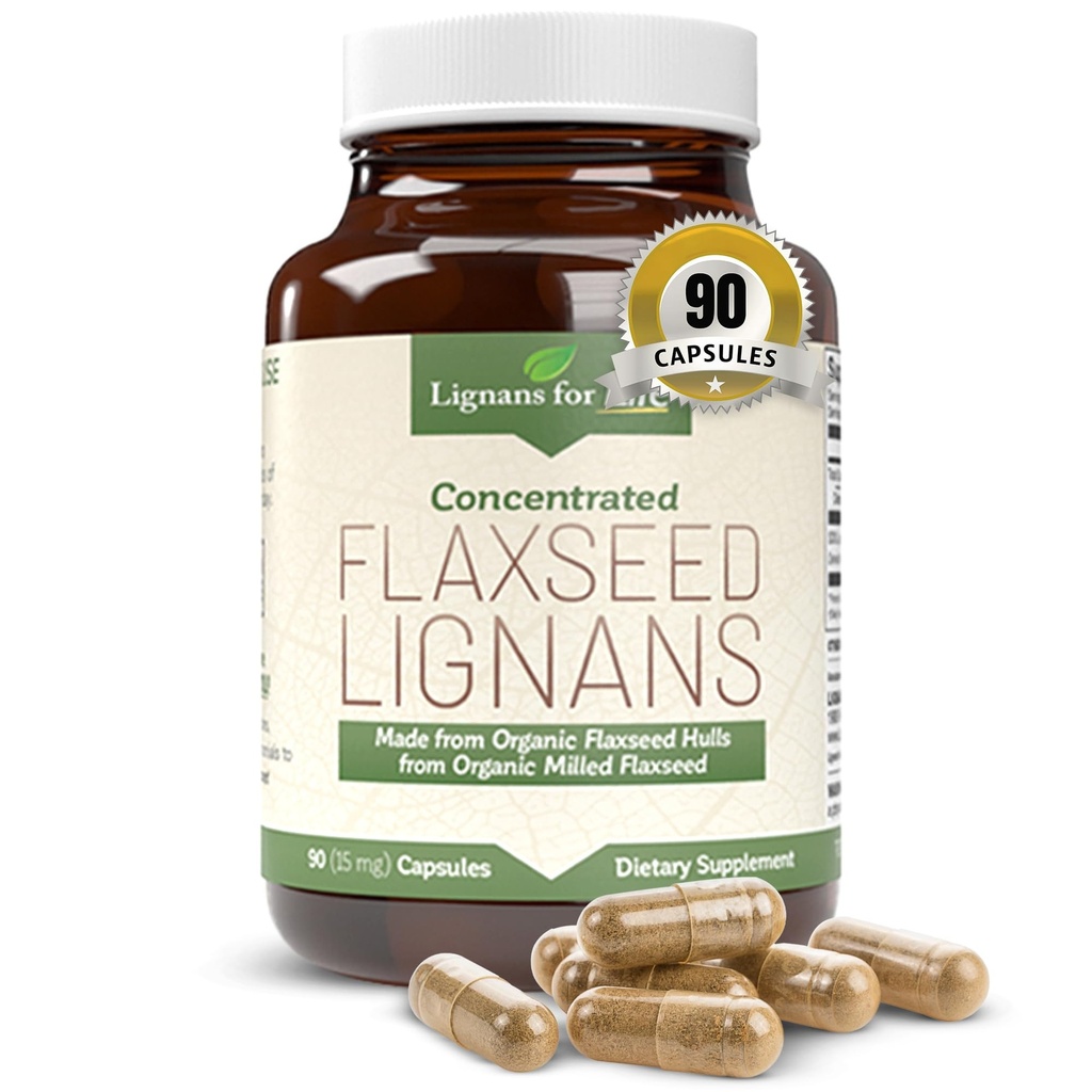 Lignans for Life Vlaszaad Lignans for Dogs & People - Organic Flaxseed Supplement for Hormone Support, 15mg 90 Capsules, Flax Seed for Dogs & Women, High-Fiber
