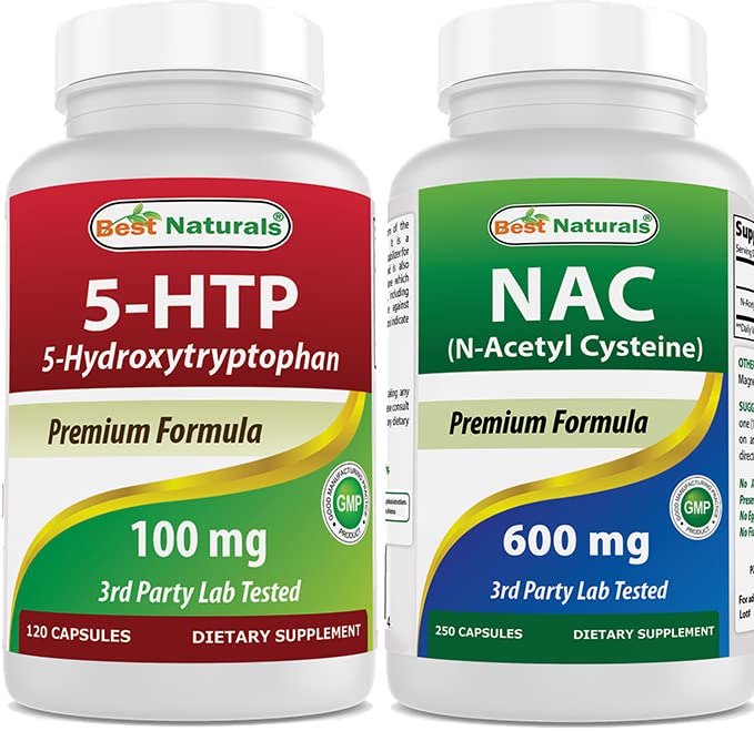 Best Naturals 5-HTP (5-hydroxytryptofaan) 100 mg & NAC - N Acetyl Cysteine 600 mg