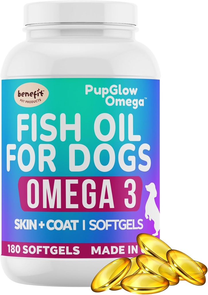 Omega 3 Visolie voor honden - 120 SoftGels - Skin & Coat Supplement voor honden, ondersteunt gezonde huid, jas, gewrichten, hart en immuunsysteem, Premium Fish Oil Supplement voor honden - Made in USA