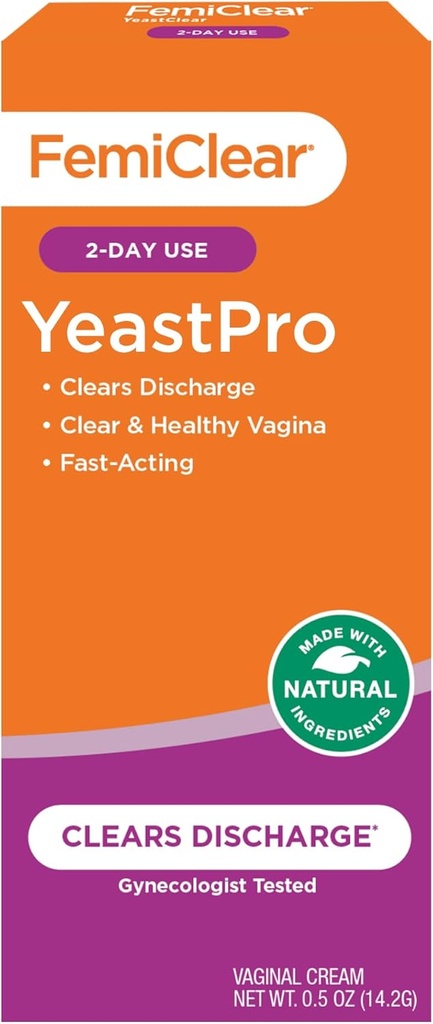 FemiClear YeastPro Cream, Wist ontladen, snel te werken, Gemaakt met natuurlijke ingrediënten, Gynecoloog Getest, 0.5oz Cream