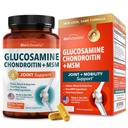 Glucosamine Chondroïtine MSM Supplément de soutien conjoint - Collagène Peptides, Turmeric et Ginger, Acide hyaluronique, Glucosamine Chondroïtine Sulfate pour le confort articulaire - Sans gluten, sans OGM, 90 Capsules