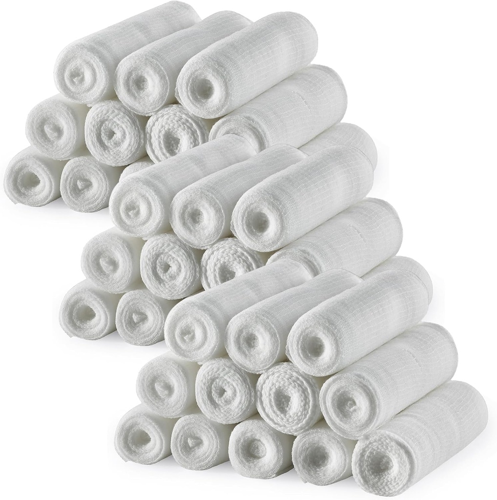 MEDca Gauze Bandage Rolls - 36 Pack, 4 in x 4.1 Yards Per Roll, Medical Grade Stretch Wrapping voor Dressing Alle soorten Wonden en Eerste Hulp Kit (4-Inch, 36 stuks)