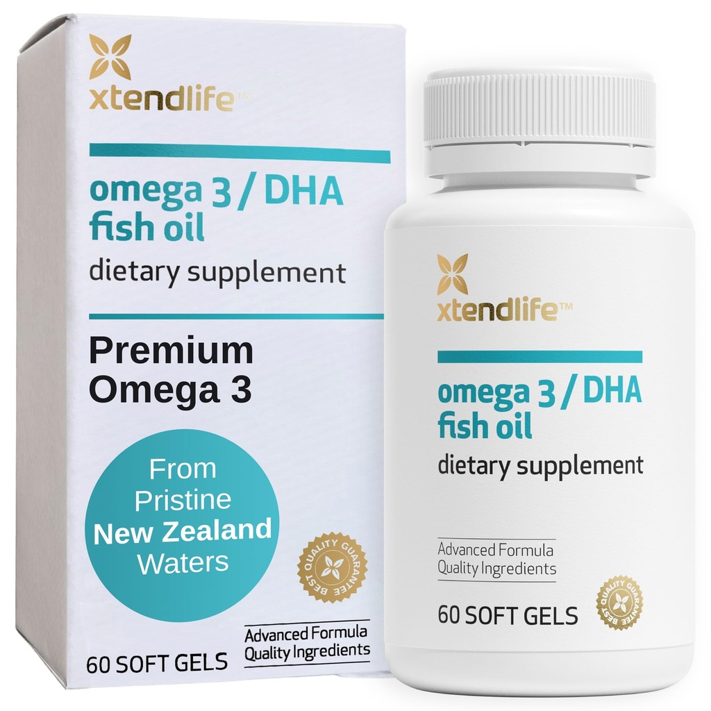 Xtendlife Omega 3 DHA Visolie - 1100mg met 700mg DHA en 300mg EPA - Omega 3 6 9 Supplement voor hart en hersenen - 1 maand levering (60 Telling)