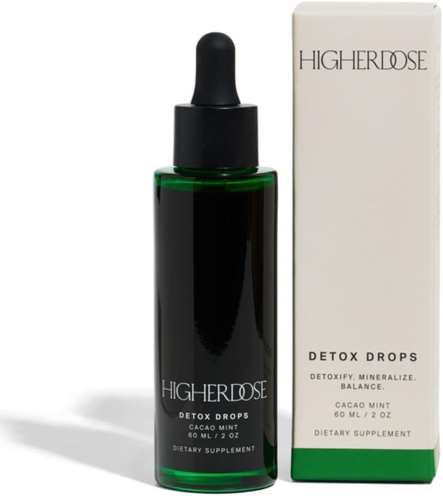 Plus hautDOSE gouttes de détox - Liquid Chlorophylle gouttes d'eau pour soutenir la détox quotidienne & Boost Glow naturel de la peau - Formule d'alimentation végétale avec chardon de lait, jus de betterave, magnésium et minéraux (2 oz)