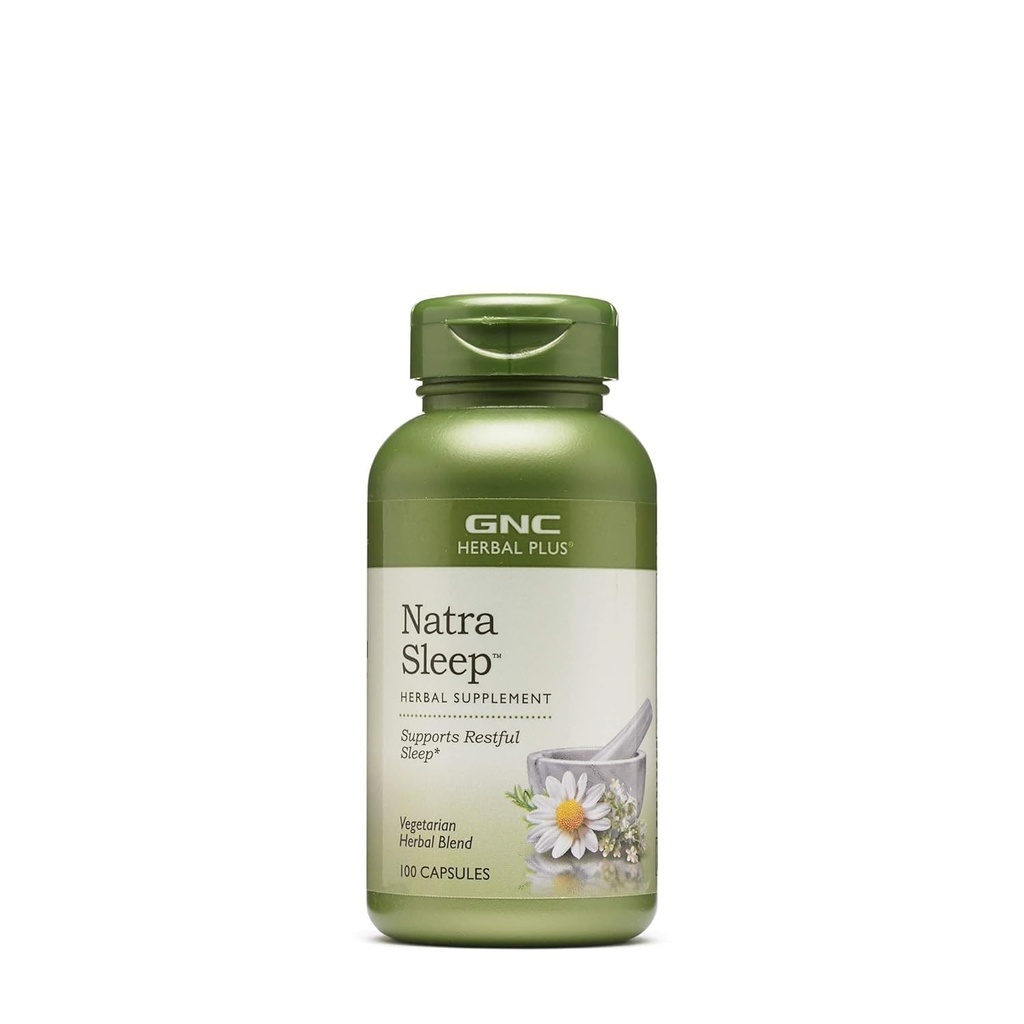 GNC Herbal Plus Natra Supplément de sommeil, Végétarien, Soutiens sommeil reposant, 50 portions