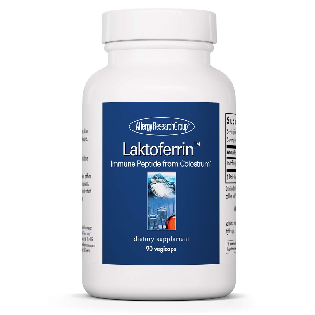 Allergie Research Group Laktoferrin Supplement - Lactoferrine Supplementen 350mg, Bovine Colostrum, Immune Peptide, IJzersupplementen, Vegicaps - 90 Tel.