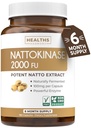 Santé Harmony Nattokinase 2000 FU (non-OGM) Supplément Nattokinase puissant fabriqué à partir de soja naturellement fermenté - (6 mois d'approvisionnement) 180 capsules de Natto végétalien