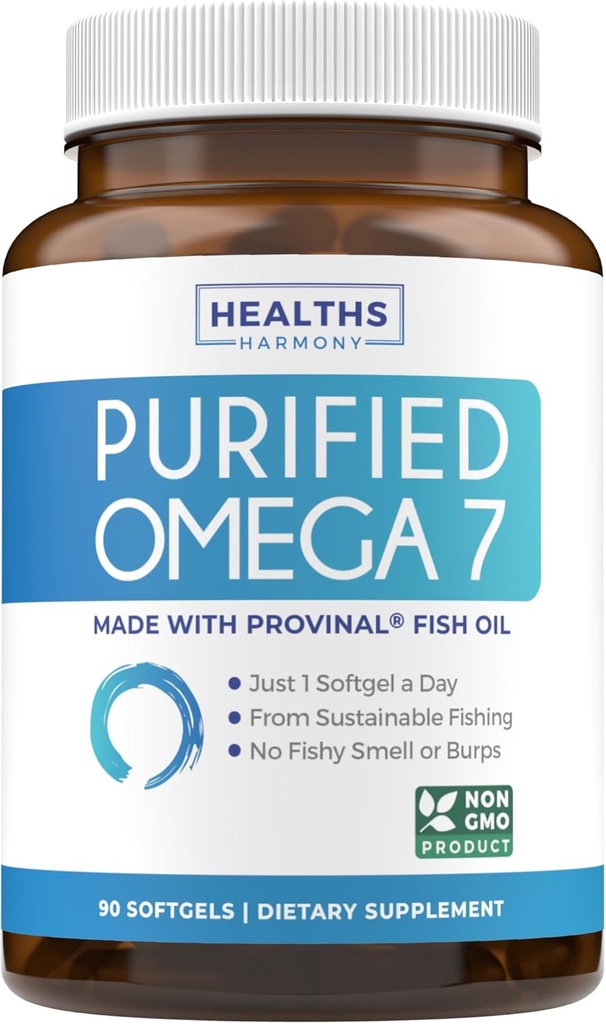 Omega 7 supplement voor vrouwen en mannen - hoge potentie en zuiverheid Palmitoleïnezuur vetzuur Visolie supplement van gepatenteerde Provinaal met het laagste Palmitinezuur - duurzaam opgewekt (3 maanden aanbod)