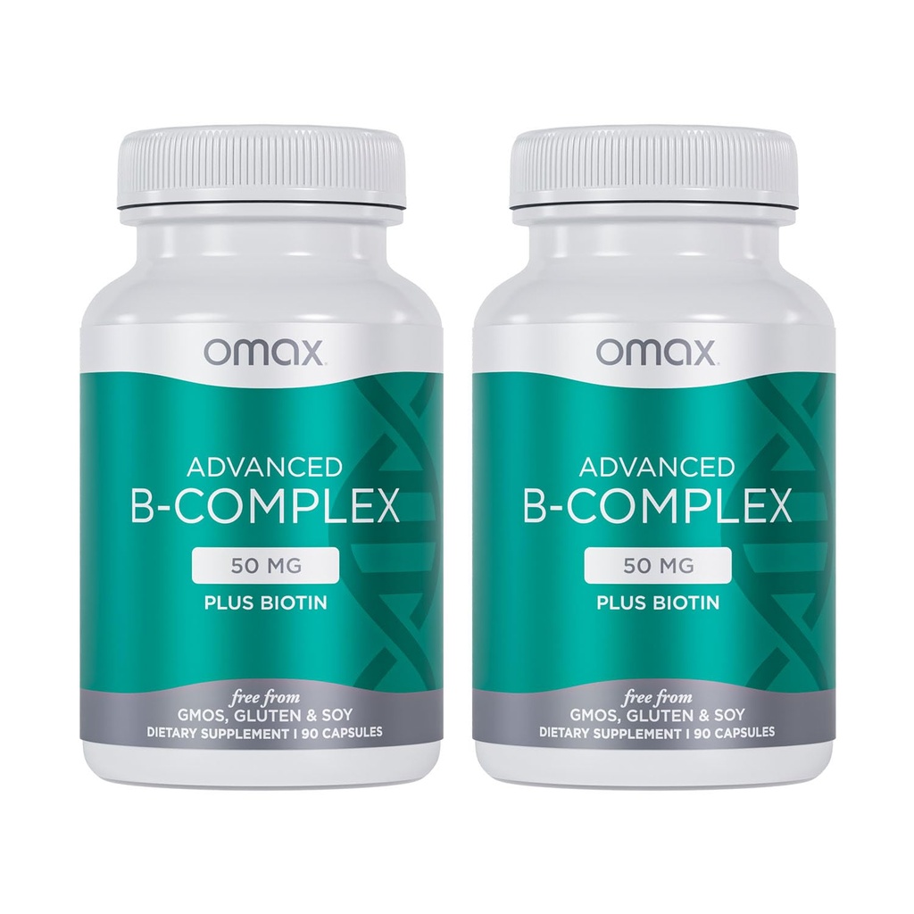 Omax3 2 Flessen - Advanced Vitamine B Complex 50MG met Biotine 